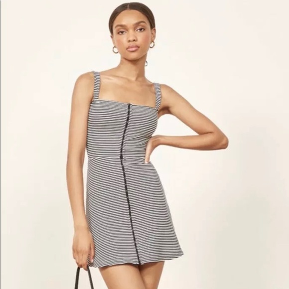 Reformation Nellie Hook Eye Striped Mini Dress - Picture 2 of 4